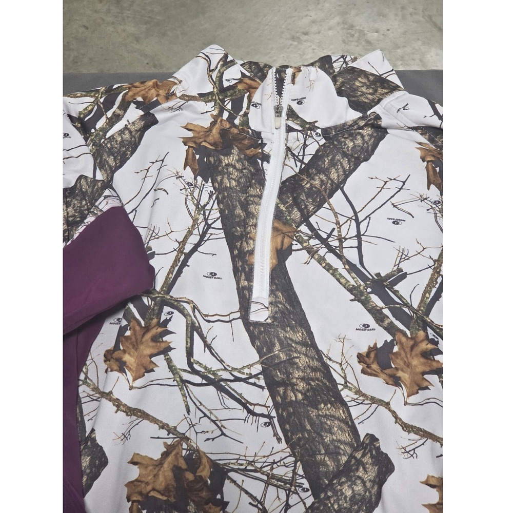 Energy Zone Mossy Oak Pullover Women 2X White Purple Camo Quarter Zip Top